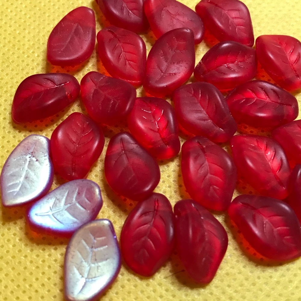 Czech glass leaves